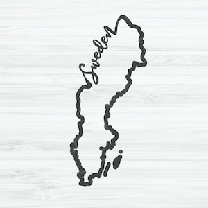 Schweden Umriss SVG | Schweden Cursive Vektor Datei | Schweden Design | Landsvg | Schwedische Form svg | Schweden Silhouette svg | Schwedische Schablone