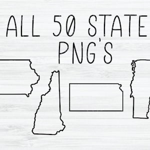 All 50 states outline PNG bundle. United states svg. US outlines png. us states svg. 50 US states clip art. California West Virginia Guam