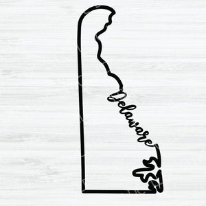 Delaware Outline SVG. Delaware cursive Vector File. Delaware design. Delaware state Digital File. Delaware State svg. Delaware shape. DE svg