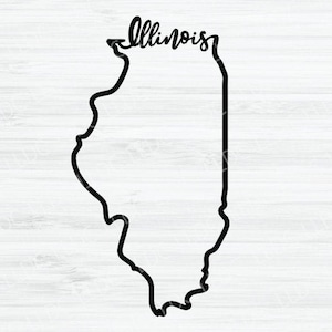 Illinois contour SVG. Fichier vectoriel cursif de l’Illinois. Conception de l’Illinois. Fichier numérique de l’État de l’Illinois. État de l’Illinois svg. Forme de l’Illinois. IL svg