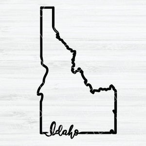 Idaho outline SVG. Idaho Cursive Vector File. Idaho design. Idaho state Digital File. Idaho State svg. Idaho shape. ID silhouette svg.