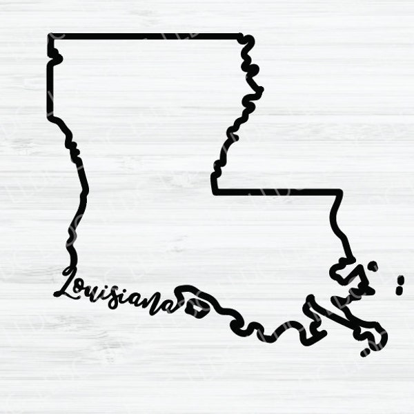 Louisiana Umriss SVG. Louisiana Cursive Vektor Datei. Louisiana Design. Louisiana State Digitale Datei. Louisiana State svg. Louisiana Form.