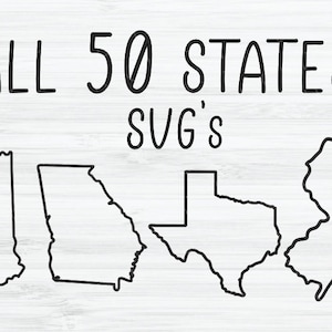 All 50 states outline SVG bundle. United states svg. US outlines svg.  us states svg. 50 US states clip art. California West Virginia Guam