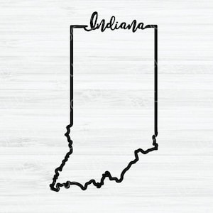 Indiana outline SVG. Indiana Cursive Vector File. Indiana design. Indiana state Digital File. Indiana State svg. Indiana shape. IN svg.