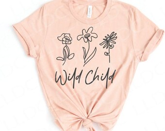 Niño silvestre SVG / Botanical svg / One line flower svg / Cute flower svg / Floral shirt svg / Wildflower svg, Garden svg, Raising wild flowers