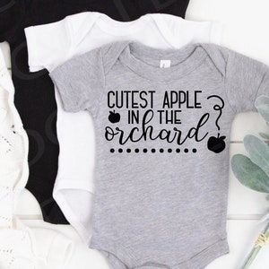 Cutest apple in the orchard SVG, Apple svg, Baby svg, Fall svg, Apple silhouette, Baby Tee svg, cute baby svg, Fall onesie svg, Thanksgiving