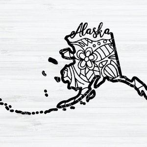 Alaska Outline SVG File. Alaska Cursive Vector File. Alaska PNG. Alaska state Digital File. Alaska State svg. Alaska zentangle svg png. AK.