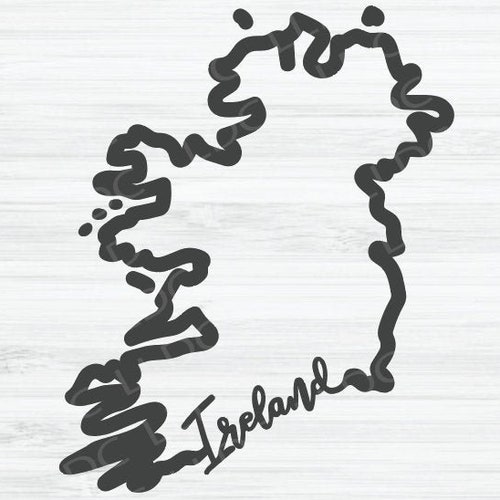 Ireland Outline SVG Ireland Cursive Vector File Ireland Etsy