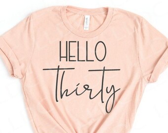 Hello thirty SVG File | Thirty year old Birthday svg | 30th birthday svg | New decade svg, Birthday girl svg, 30 svg, Happy birthday svg.