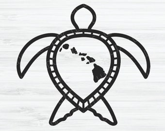 Turtle With Hawaiian Islands On Shell SVG file. Turtle Downloadables. Hawaiian Turtle Cut File. Sea Turtle Cut File. Hawaii SVG. Beach SVG.