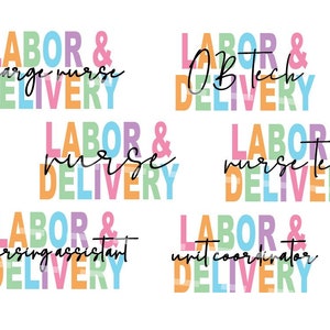 Labor and delivery group of designs png, Labor and delivery png, OB tech png, Baby Delivery Nurse png, charge nurse, L & D nurse tech png.