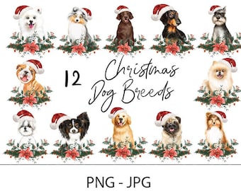 Christmas dog bundle png/jpg. Christmas dog clipart png, dog bandana png, dog sublimation, santa paws png, Puppy png, holidays dogs, fur mom