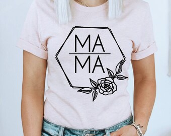 Mama svg | Mom SVG | Motherhood SVG | Mommy svg | Rose Hexagon svg | Floral svg | Botanical frame svg | Rose svg | Frame svg | Flower svg |