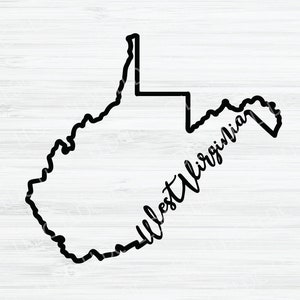 West Virginia outline SVG. West Virginia Cursive svg. West Virginia vector file. West Virginia state Digital. West Virginia State svg WV svg