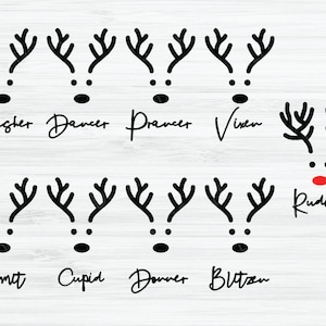 Santa&#39;s reindeer svg | Christmas svg | Merry Christmas reindeer names file | Rudolph the red nose reindeer svg | Xmas svg | Reindeer faces |