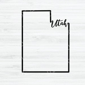 Utah outline SVG. Utah Cursive svg. Utah vector file. Utah state Digital File. Utah State svg. Utah shape. UT silhouette svg. UT svg.