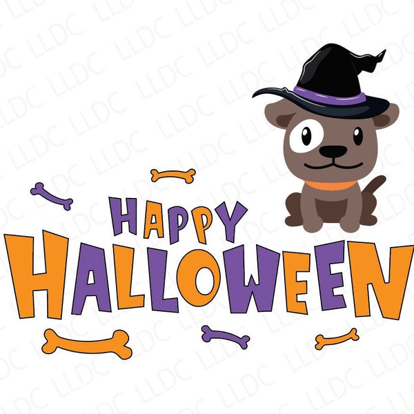 Happy Halloween dog png, Scary cute puppy png, baby halloween png, dog sublimation, Halloween png, Haunted png, Spooky cute png bones hat