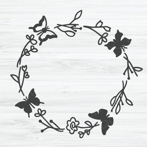 Butterfies and wildflowers svg, wild flower svg, butterfly frame svg, wild flower frame svg, botanical frame svg, butterfly clipart,cute svg