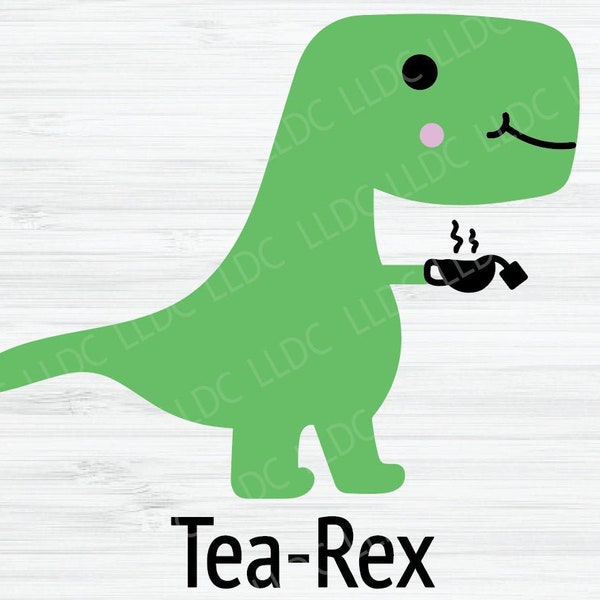 Dinosaur SVG file | Tea-Rex svg |  T-Rex svg | Tyrannosaurus Rex svg | Animal svg | Dinosaur Cut File | Cute Dinosaur svg. Dinosaur clip art