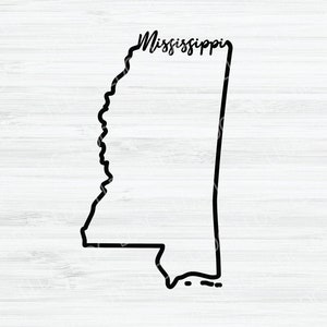 Mississippi outline SVG. Mississippi Cursive Vector File. Mississippi design. Mississippi state Digital File. Mississippi State svg. MS svg.