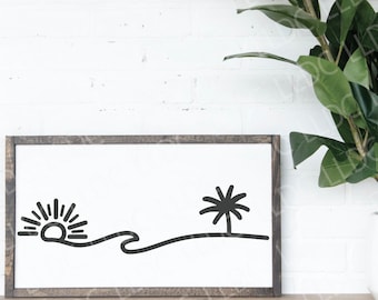 Beach svg | Sunrise svg | Palm tree svg | Wave svg | Summer svg | Beach day svg | Palm tree vector file | Ocean wave svg | Nature svg | Sand
