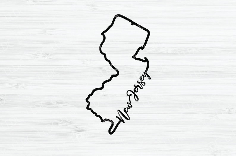 New Jersey Outline SVG. New Jersey Cursive Vector File. New | Etsy