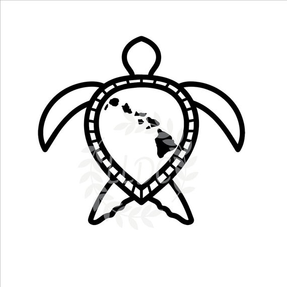 Turtle With Hawaiian Islands on Shell SVG File. Turtle