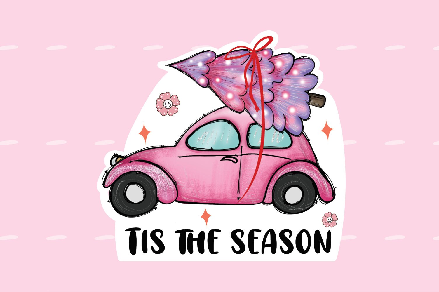 Printable Pink Christmas Digital Sticker Bundle, Digital PNG Stickers ...