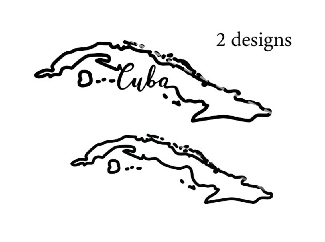 Cuba Cursive Outline SVG, Cuba Vector Outline, Cuba Design, Country Svg ...