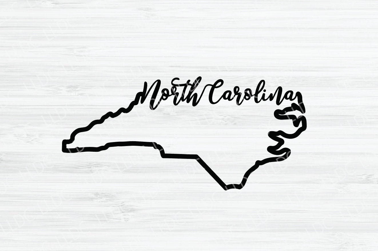 North Carolina Outline SVG. North Carolina Cursive Vector Etsy Australia