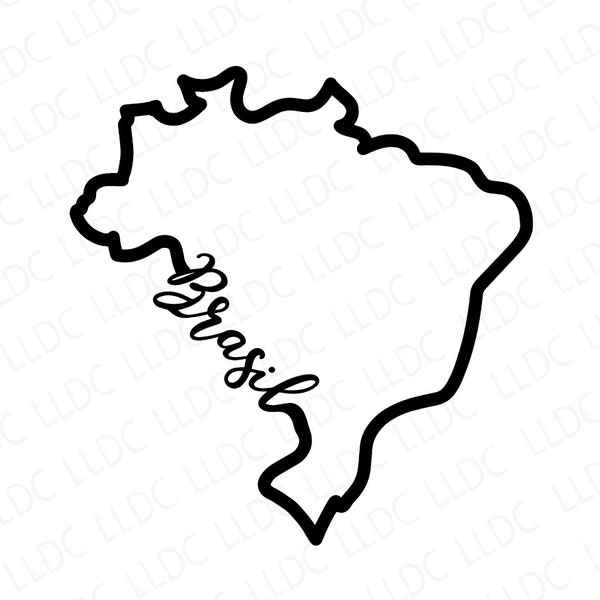 Brasil outline SVG, Brasil Cursive Vector, Brasil design, Country svg, South America shape svg, Brasil silhouette and Cricut svg, Brasil svg