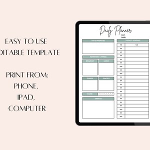 Editable Digital Daily Planner, Printable Daily Planner, Canva Planner ...