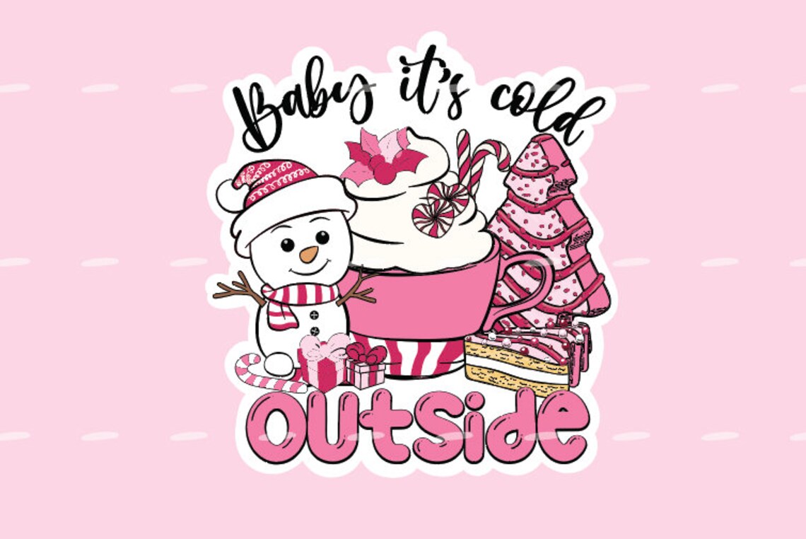 Printable Pink Christmas Digital Sticker Bundle, Digital PNG Stickers ...