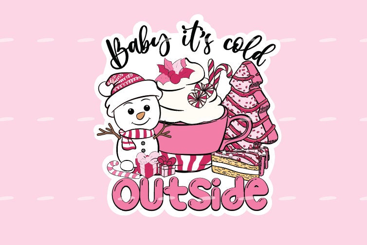 Printable Pink Christmas Digital Sticker Bundle, Digital PNG Stickers ...