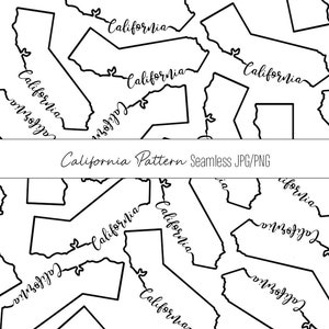 Calilfornia Seamless Pattern. Scrapbook papier numérique png. PNG cursif de Californie. Modèle californien jpg. État de Californie png. État américain.