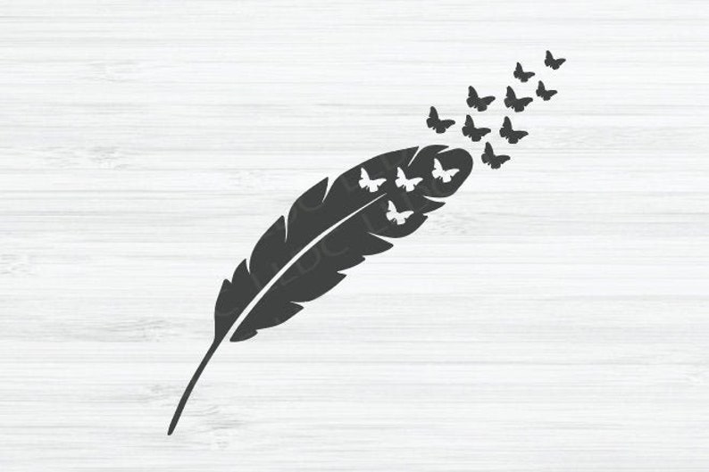 Download Butterflies out of feather svg butterfly silhouette svg | Etsy