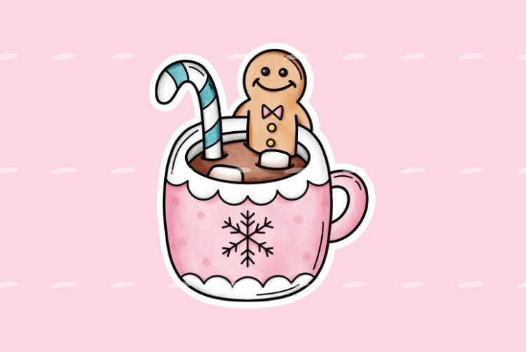 Printable Pink Christmas Digital Sticker Bundle, Digital PNG Stickers ...