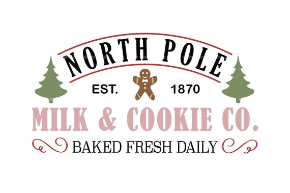 North pole milk and cookie co png jpg, Gingerbread man cookie png, Baking spirits bright png, Christmas cookie crew, Christmas baking png