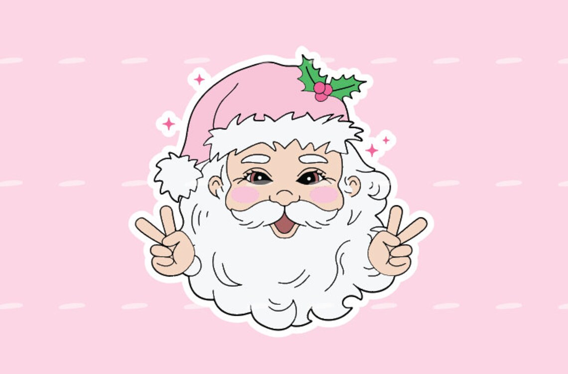 Printable Pink Christmas Digital Sticker Bundle, Digital PNG Stickers ...