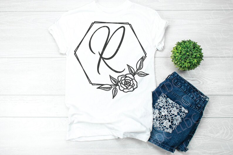 Download A-Z Monogram alphabet svg Hexagon frame svg Rose hexagon ...
