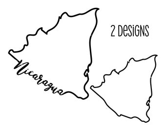 Nicaragua outline SVG PNG, Nicaragua Cursive Vector, Nicaraguan design, Country svg, South America shape svg, Nicaragua silhouette svg.