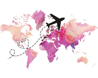 Airplane heart dotted line png, Travel png, globe png, World map png, Earth png, explore more, adventure, airplane png, vacation shirt png.