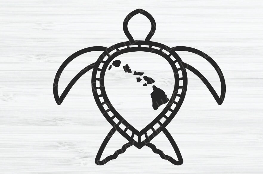 Turtle With Hawaiian Islands On Shell SVG file. Turtle Downloadables. Hawaiian Turtle Cut File. Sea Turtle Cut File. Hawaii SVG. Beach SVG.