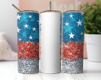 USA glitter flag skinny tumbler wrap png, 4th july png, usa sublimation png, stars tumbler template, glitter usa flag sublimation wrap 20oz
