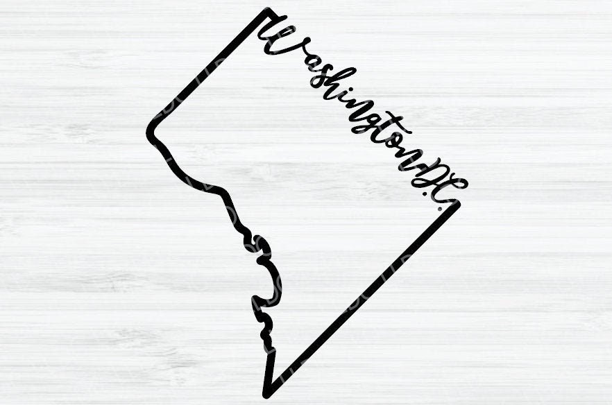 Washington DC Outline Svg. Washington Cursive Svg. Washington Etsy