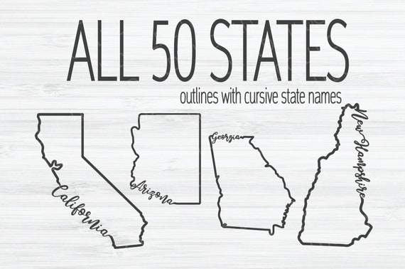 All 50 states outline SVG bundle. United states svg. US outlines svg.  us states svg. 50 US states clip art. california svg. Michigan svg