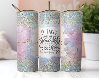 Certified nursing assistant skinny tumbler wrap png, CNA png, cna sublimation png nurse tumbler template, glitter sublimation wrap 20oz 30oz