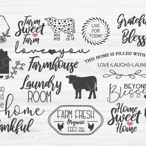 Farmhouse bundle svg | Farmhouse svg | Farmhouse sign svg | Farmhouse sign bundle | Farmhouse sign svg | Chicken, Cow, Blessed, Laundry svg