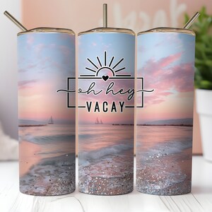 Oh hey vacay skinny tumbler wrap png, vacay mode png, vacation sublimation png, holiday tumbler template, glitter sublimation wrap 20oz png.