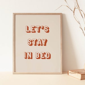 Let's Stay In Bed Print, Typography Art, Boho Abstract Art, Boho Print, Retro Art Print, Minimalist Wall Art, Boho Home Decor
